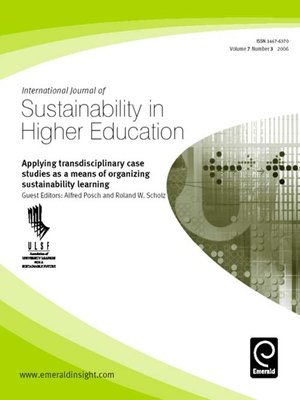 cover image of International Journal of Sustainability in Higher Education, Volume 7, Issue 3